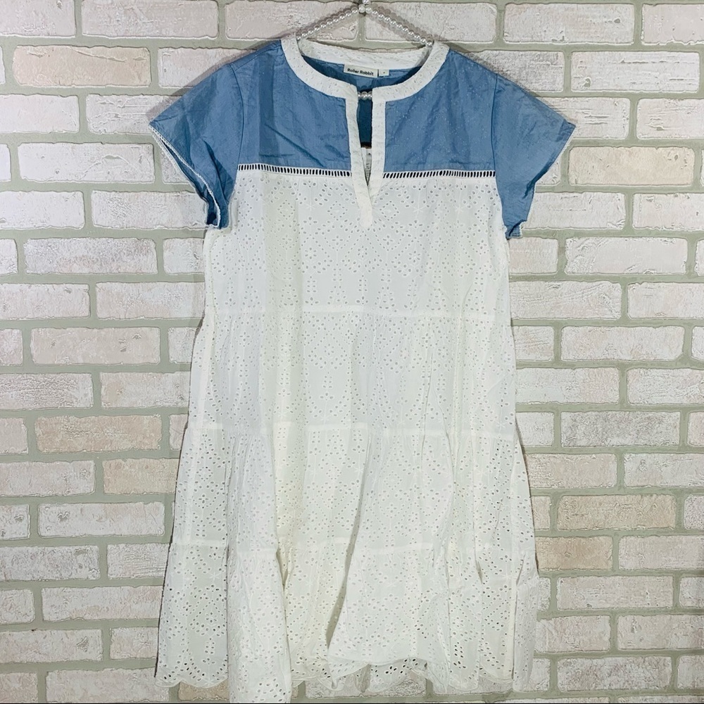 Roller Rabbit NWT Pamela Aster Eyelet Shift Dress Size M - Picture 3 of 15